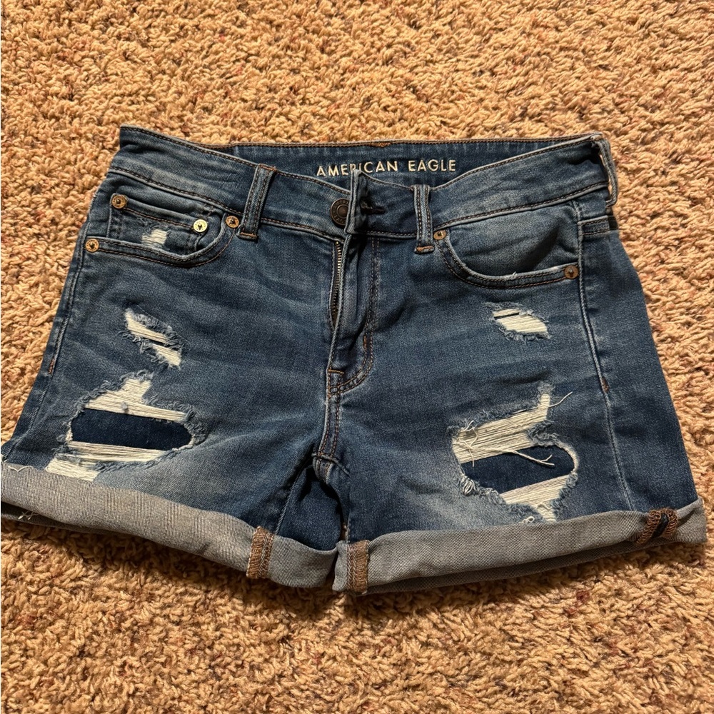 American Eagle Midi Blue Jean Shorts Size 4